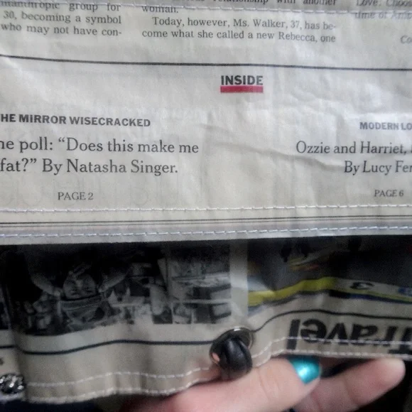 Upcycled Newspaper Unique One of a Kind Artsy Hipster Creative Shoulder Bag - Picture 6 of 8